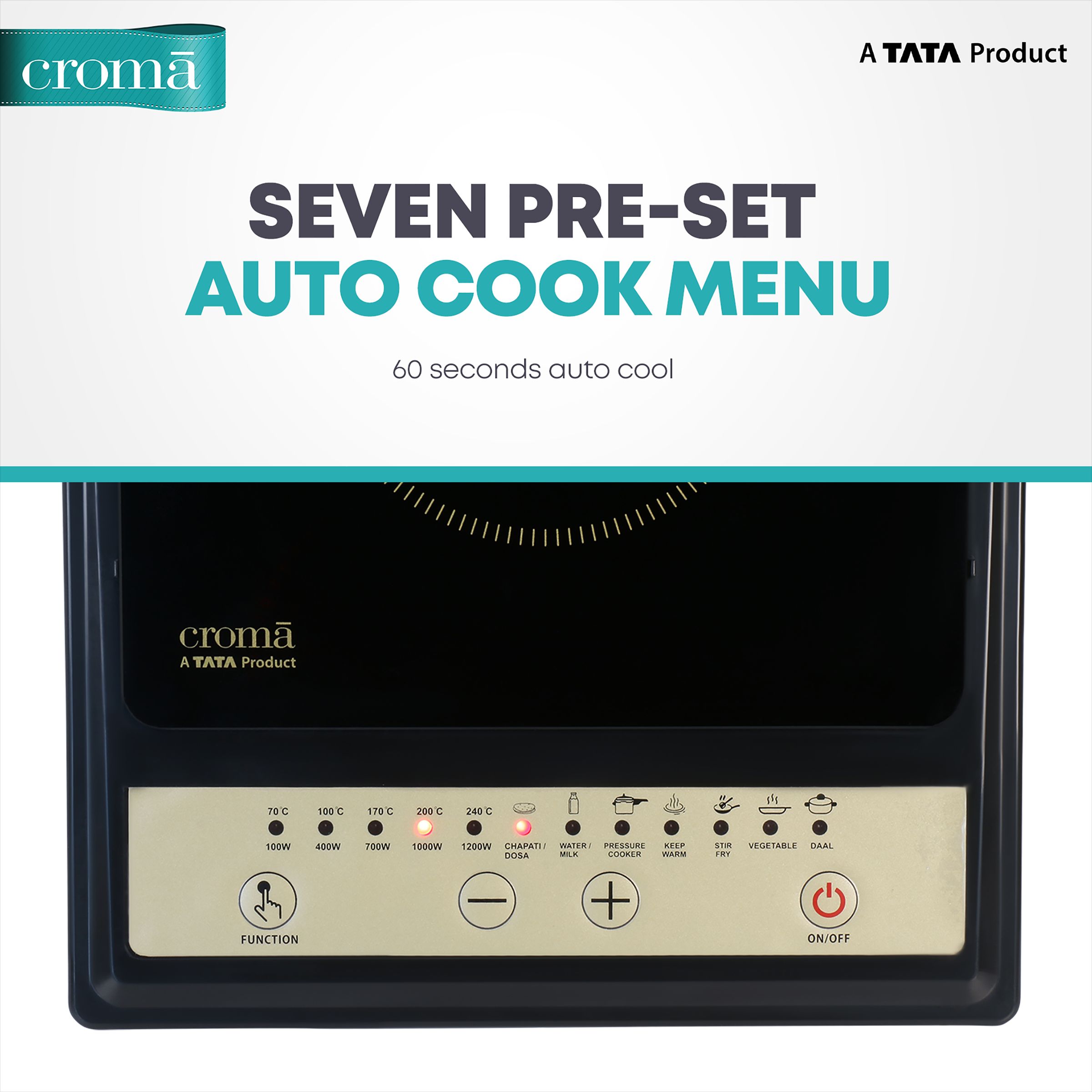 Buy Croma 1200W Induction Cooktop with 7 Preset Menus Online Croma